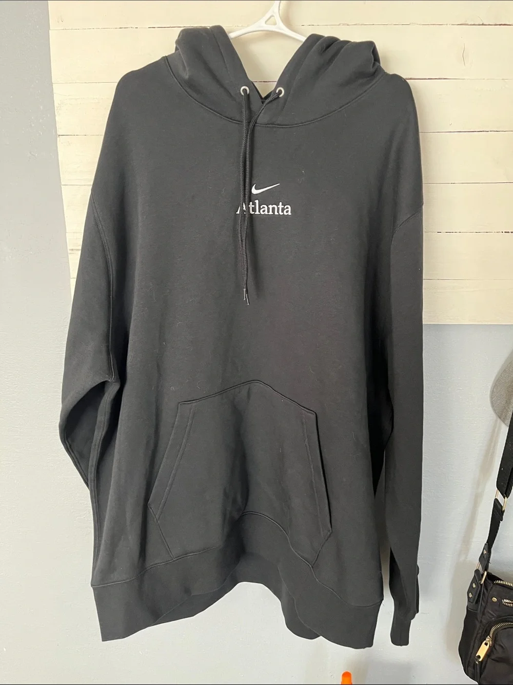 Nike Black Atlanta Pullover Hoodie with White Swoosh